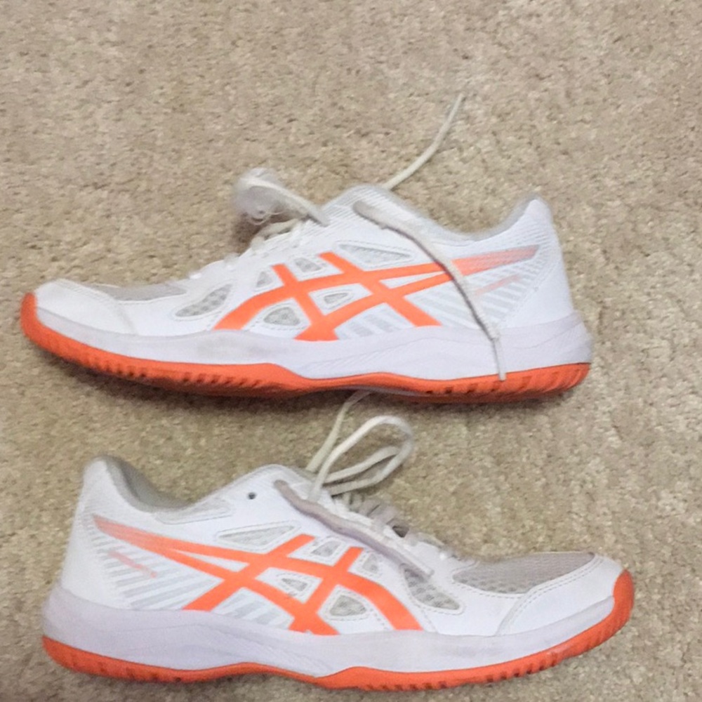 ASICS Upcourt 6 Volleyball Shoes - White/Vivid Coral - Picture 2 of 5